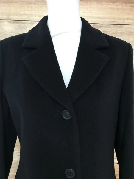 Linea Tesini Black Fitted Maxi Length Black Coat