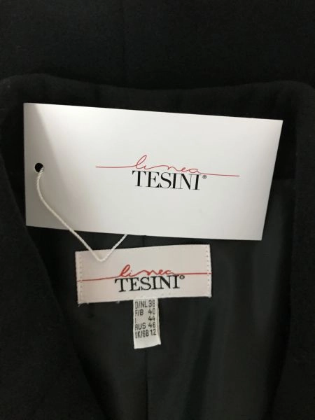 Linea Tesini Black Fitted Maxi Length Black Coat
