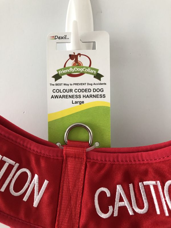 Dexil Red CAUTION Collar, Lead & Harness Set