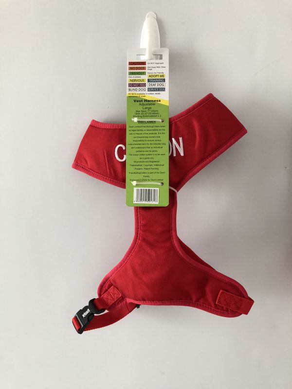 Dexil Red CAUTION Collar, Lead & Harness Set