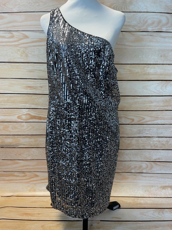 Black and silver sequin dress