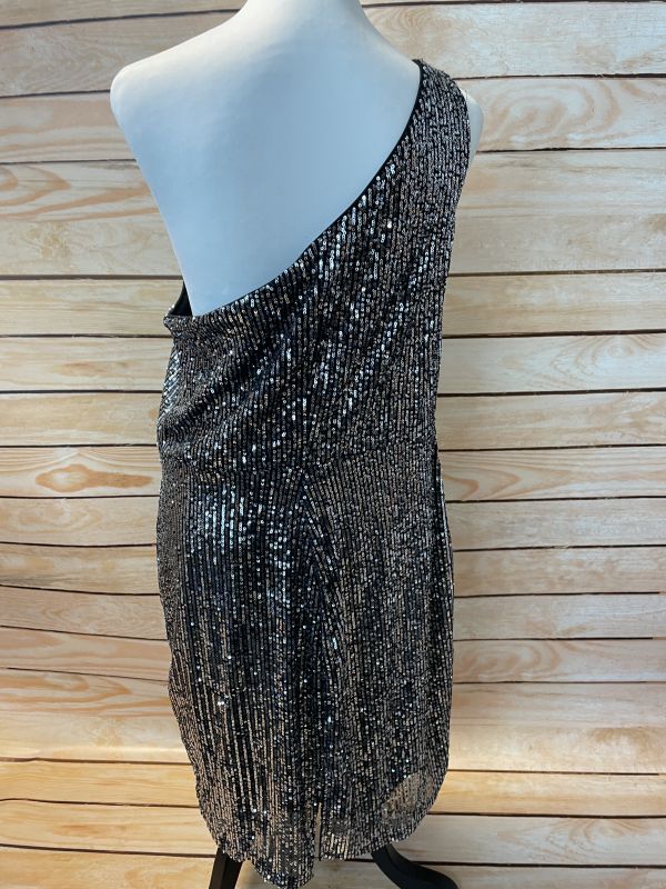 Black and silver sequin dress