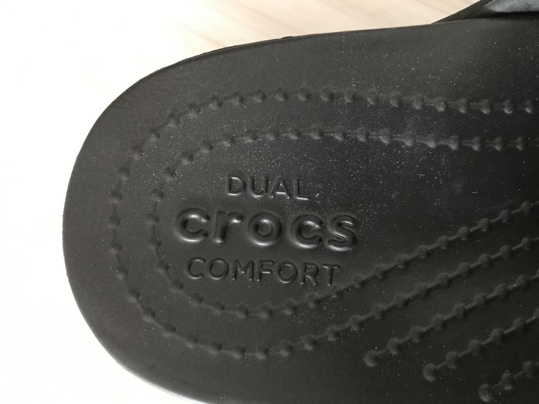 Crocs Monterey Black Metallic Toe Post Wedge Sandals