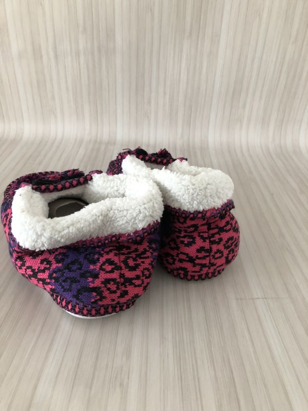 Coolers Premier Ladies Pink & Purple Knitted Pom Pom Ankle Bootee Slippers