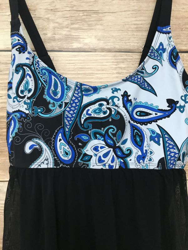 BonPrix Collection Black Swim Dress with Blue Bust