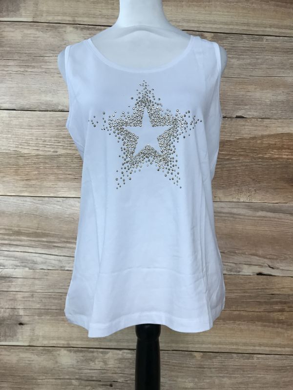 BonPrix Selection White Vest Top with Gold Embellishment in Star Shape
