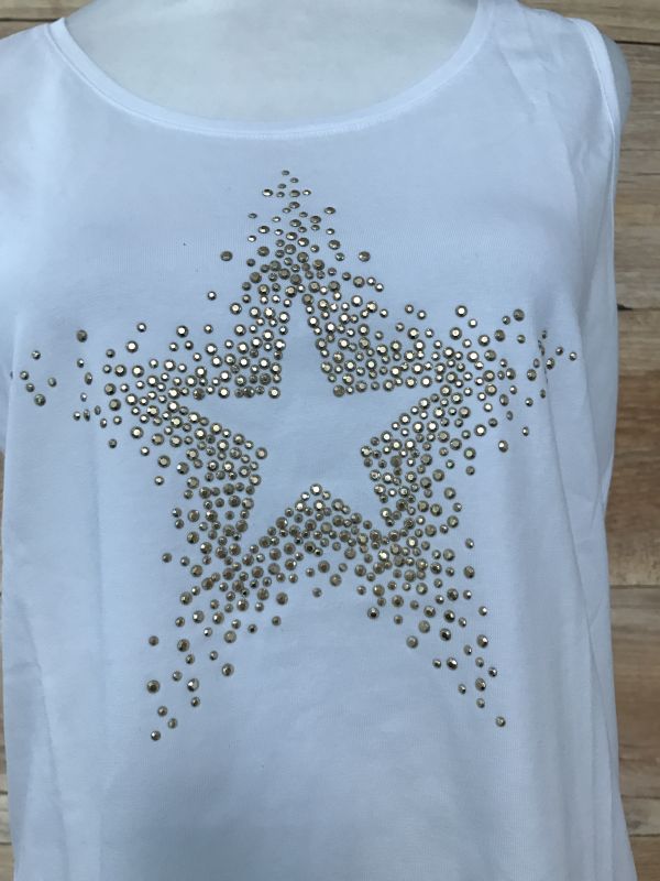 BonPrix Selection White Vest Top with Gold Embellishment in Star Shape