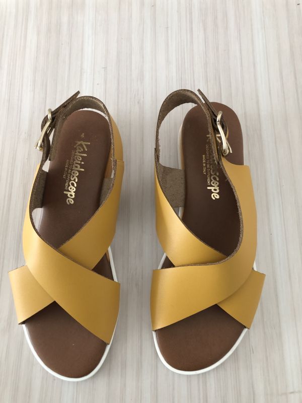 Kaleidoscope Yellow Sling Back Wide [EE] Fit Leather Sandals