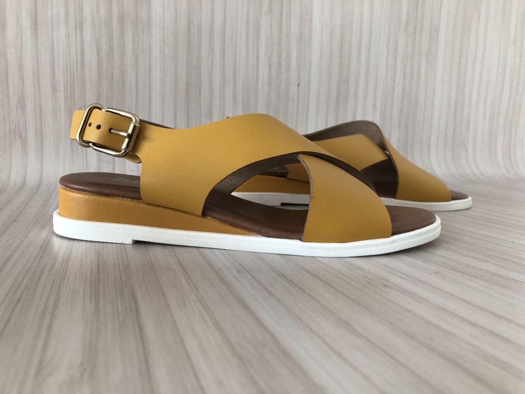 Kaleidoscope Yellow Sling Back Wide [EE] Fit Leather Sandals