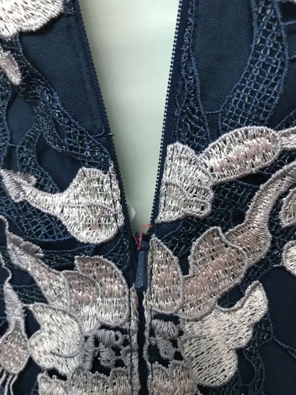 Kaleidoscope Navy Blue & Pink Jacquard Crochet Lace Midi Dress