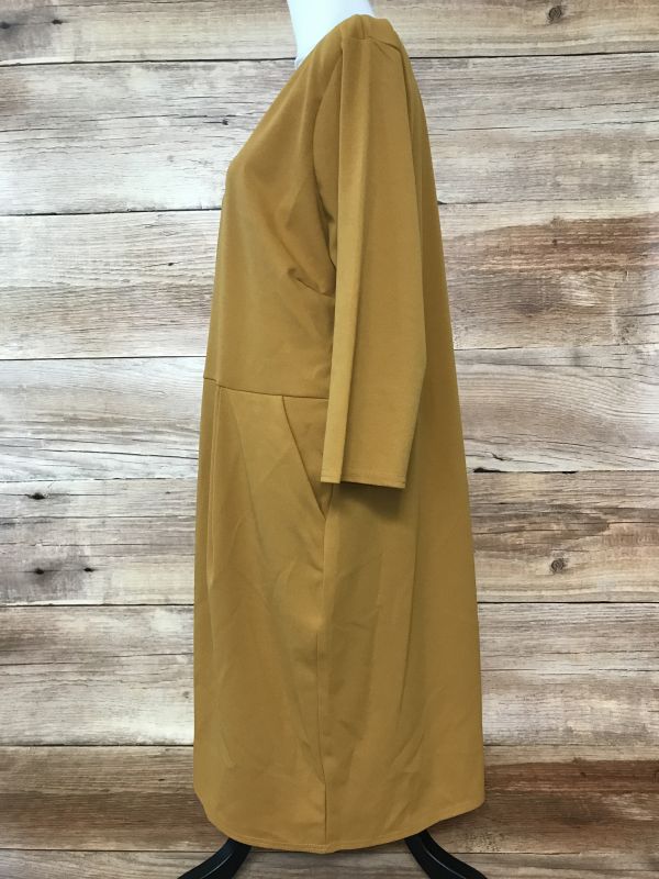Kaleidoscope Mustard Ochre Pleat Pocket Dress