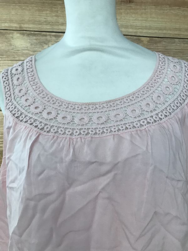 Tesini Pink Layered Top with Crochet Lace Detail