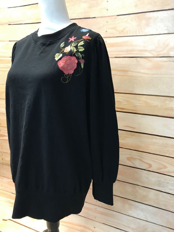 Black Floral Embroidered Jumper