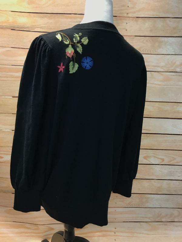 Black Floral Embroidered Jumper