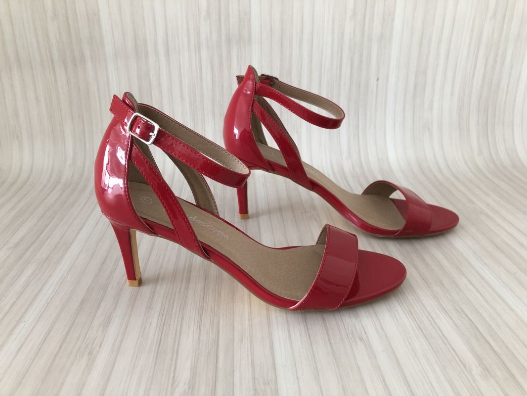 Kaleidoscope Red Ankle Strap Sandals