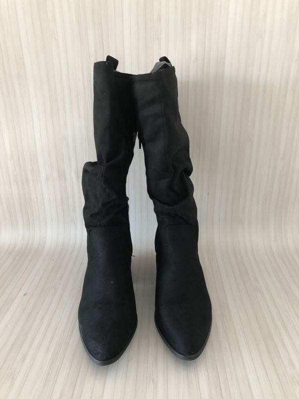 Bonprix Black Ruched Knee Boots