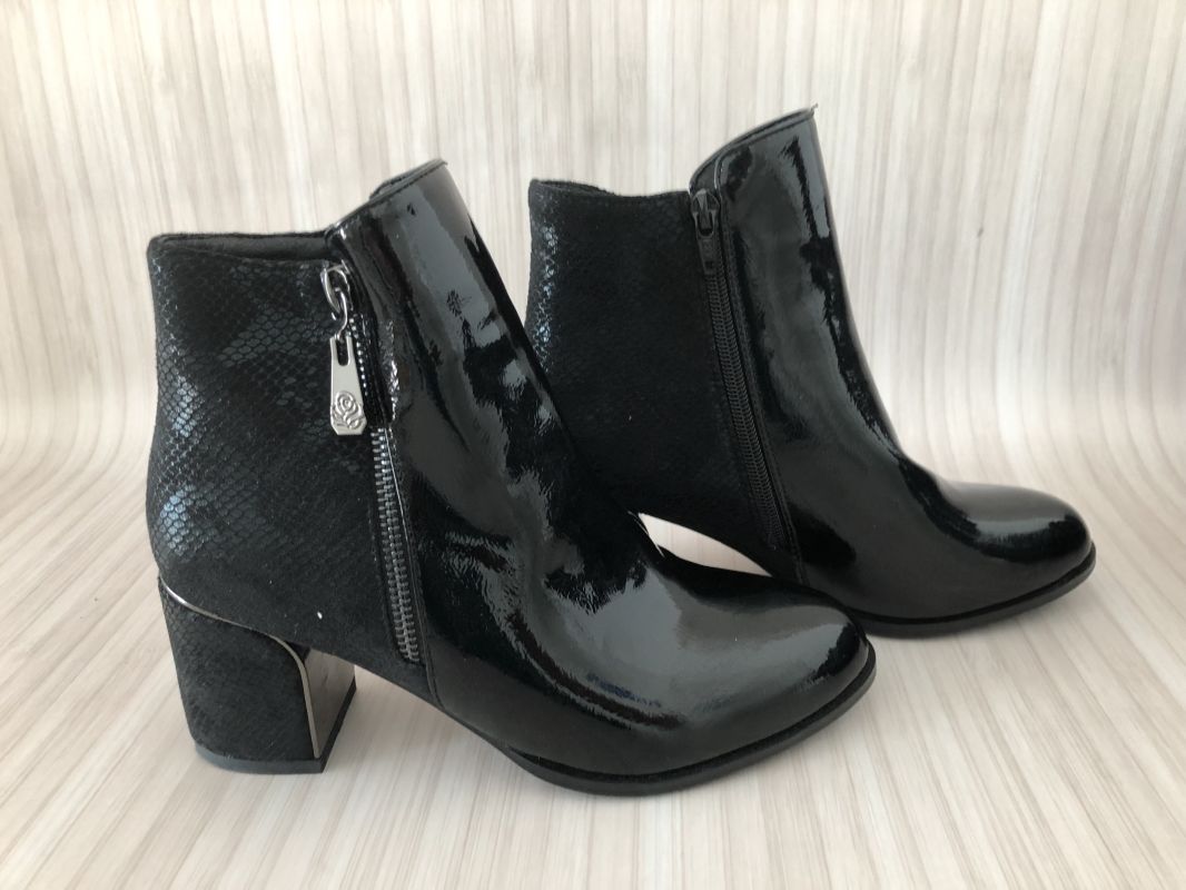Lunar Low Heel Patent/Suede Ankle Boots