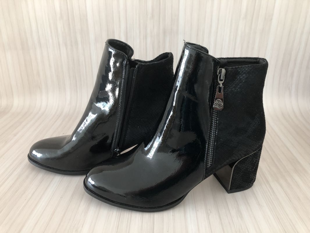 Lunar Low Heel Patent/Suede Ankle Boots