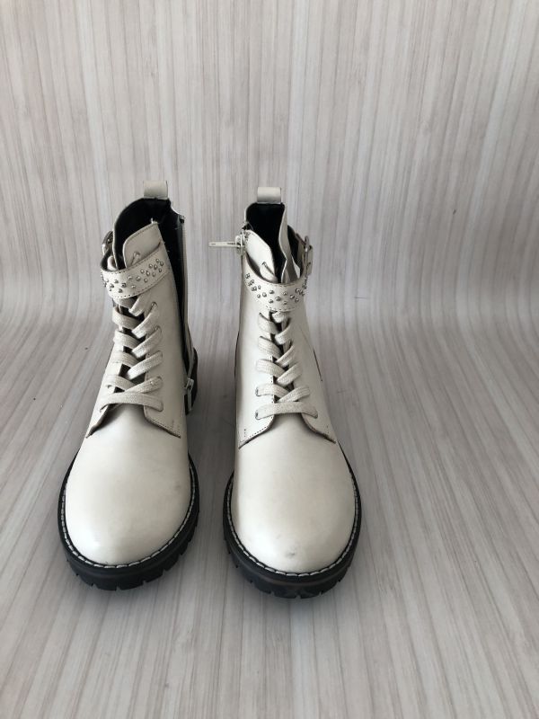 Kaleidoscope Cream Chunky Leather Ankle Boots