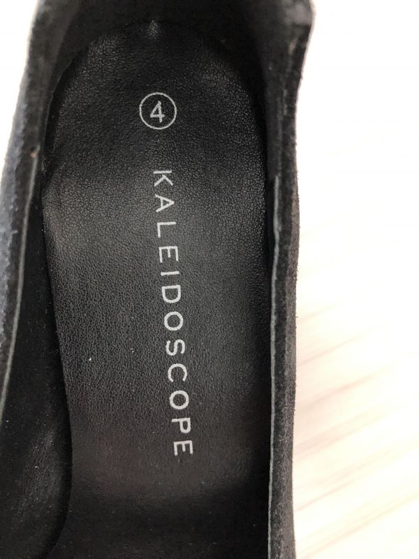 Kaleidoscope Black Suede Block Heel Court Shoes