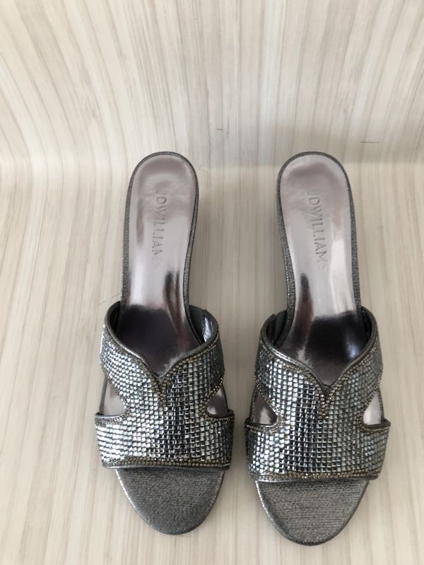 JD Williams Pewter Occasion Wedge Mule Sandals Wide E Fit