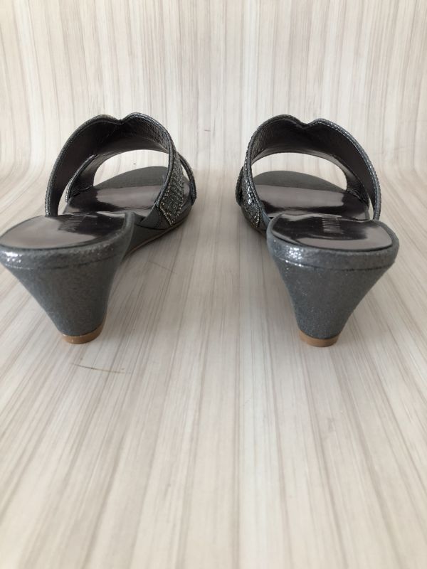 JD Williams Pewter Occasion Wedge Mule Sandals Wide E Fit