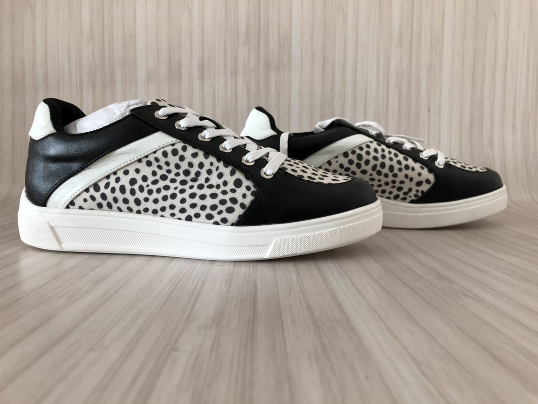 Simply Be. Black Animal Print Trainers Wide Fit