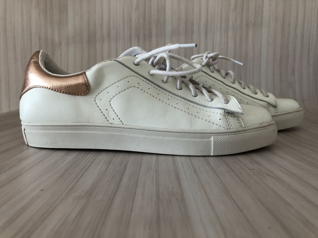 Kaleidoscope White with Rose Gold Trim Lace-Up Trainers