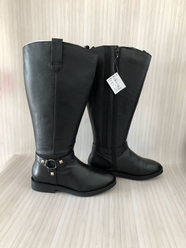 Simply Be. Black Rylee Leather High Boots