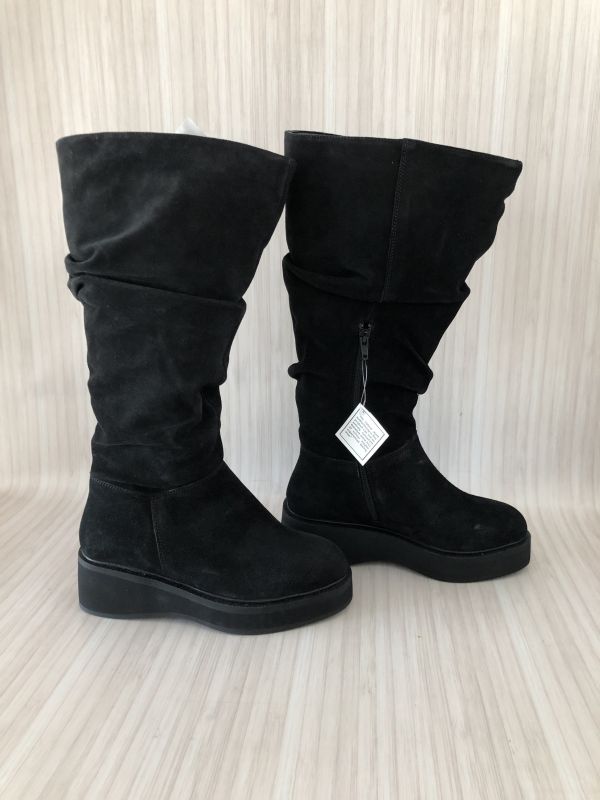 Simply Be. Black Serenity Wedge Knee Boots