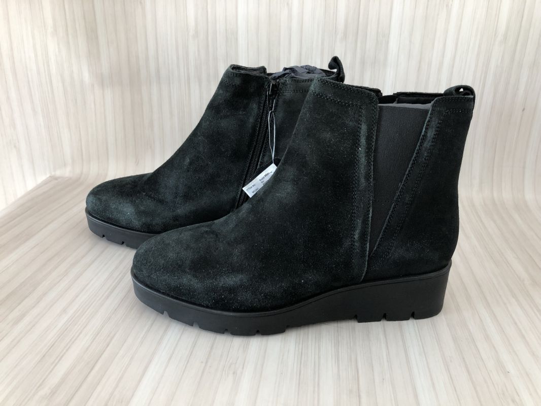 Simply Be. Black Low Wedge Faux Suede Ankle Boots