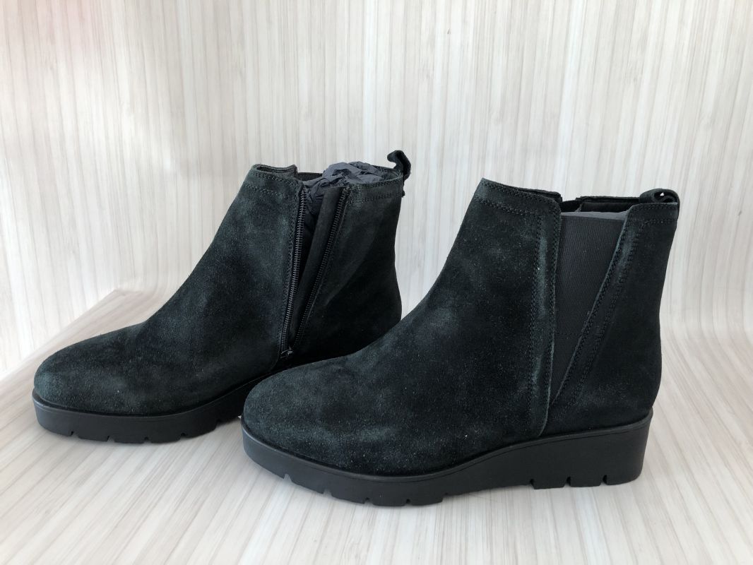 Simply Be. Black Low Wedge Faux Suede Ankle Boots