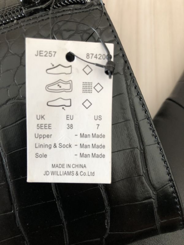 JD Williams Black Long Faux Suede/Leather Croc Boots