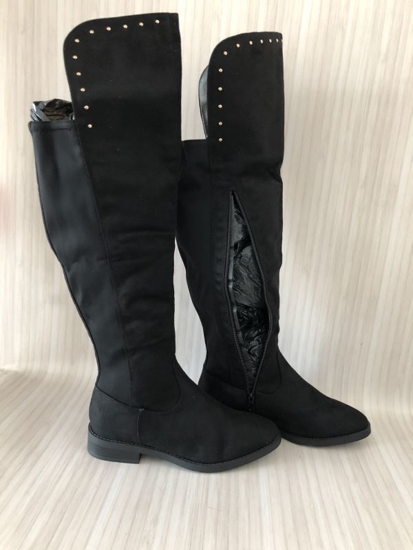 JD Williams Black Mackenzie Over the Knee Stretch Boots