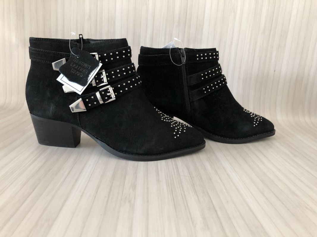 Simply Be Black Forsythia Suede Buckle Ankle Boots