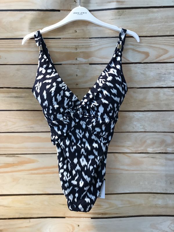 Black/White Twist Front Swimsuit