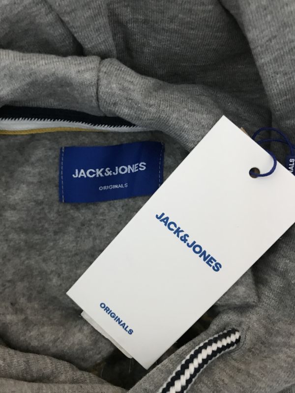 Jack & Jones Grey and Navy Colour Block Hooded Top