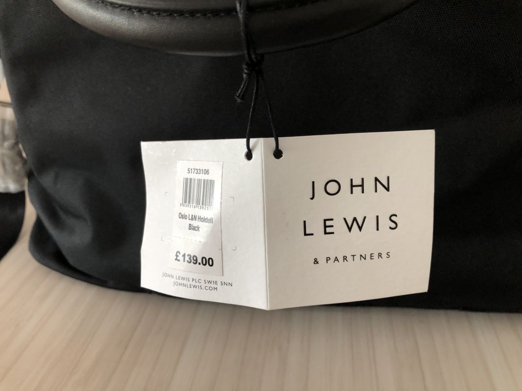 John Lewis Black Oslo Leather & Nylon Holdall