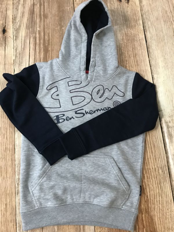 Ben Sherman Grey and Navy Hoodie with Outline Logo