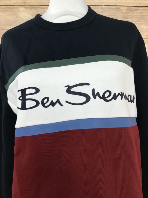 Ben Sherman Navy, Red and White Colour Block Sweatshirt