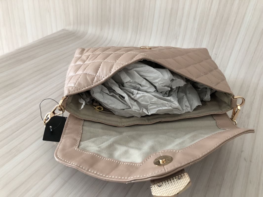 Kaleidoscope Nude Leather Padded Shoulder Bag