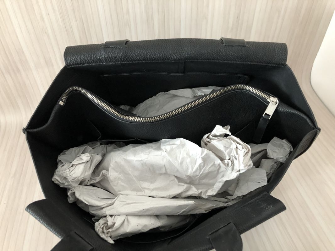 Kin Black Faux Leather Triple Compartment Tote Bag