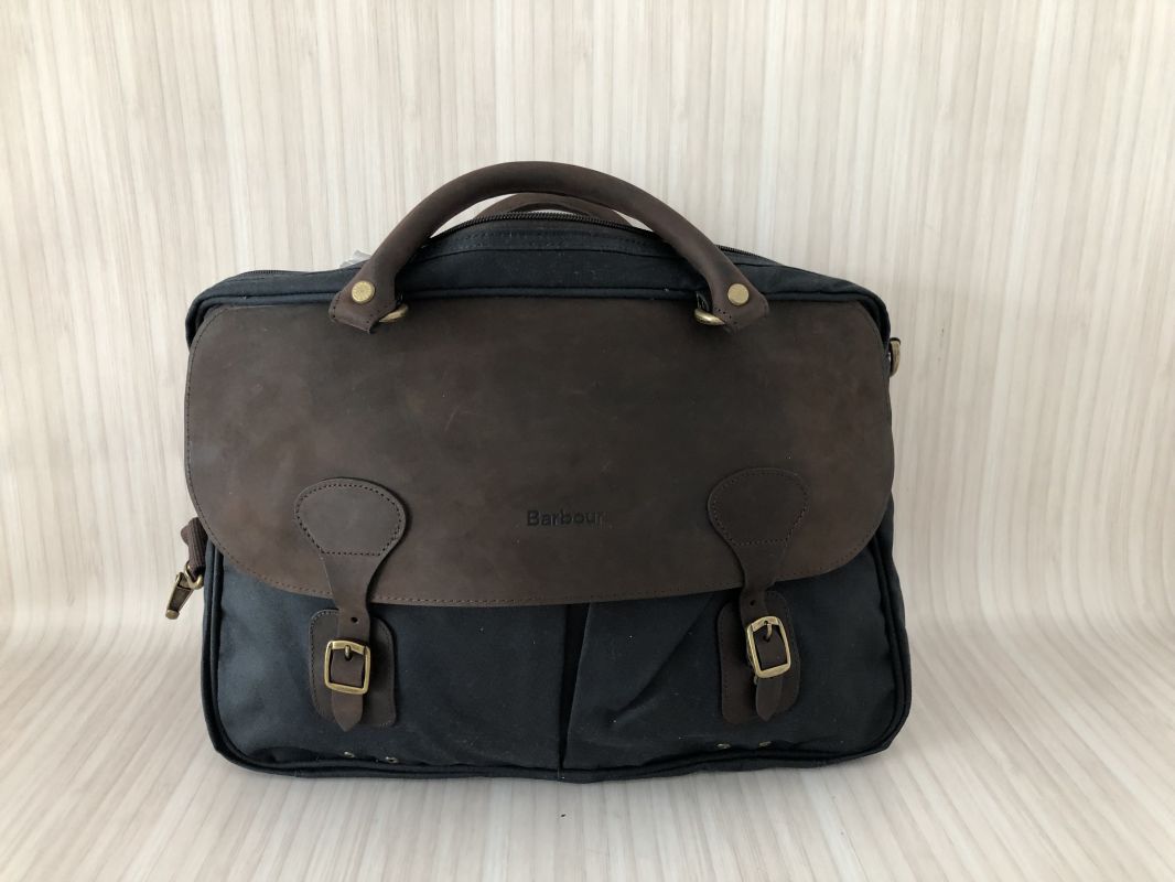 Barbour Olive Wax Leather Briefcase