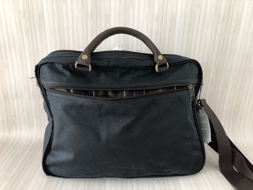 Barbour Navy Wax Leather Briefcase