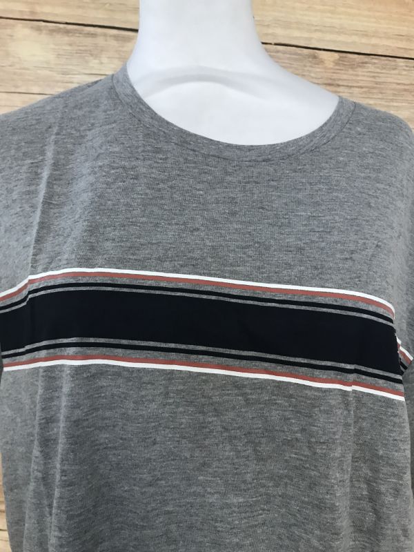 Jack & Jones Grey Short Sleeve T-Shirt with Blue Stripe
