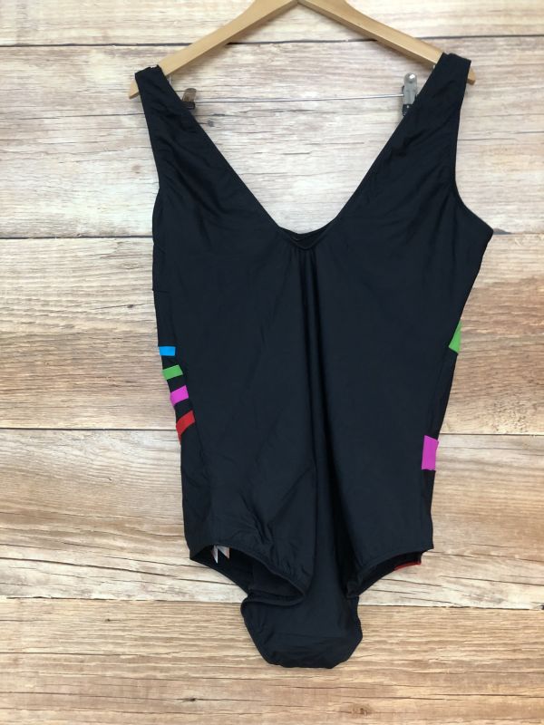 Bon Prix Black Neon Stripe Shaper Swimsuit
