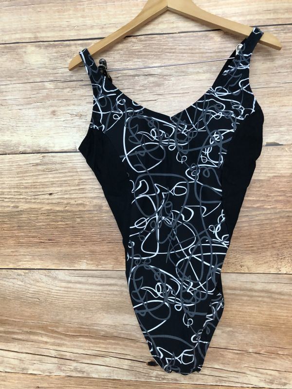 Bon Prix Black/Grey Scribble Print Shaper Swimsuit