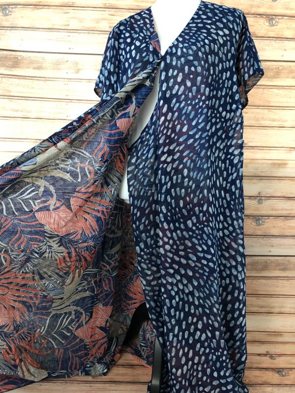 Kaleidoscope Blue/Rust Reversible Wrap Dress