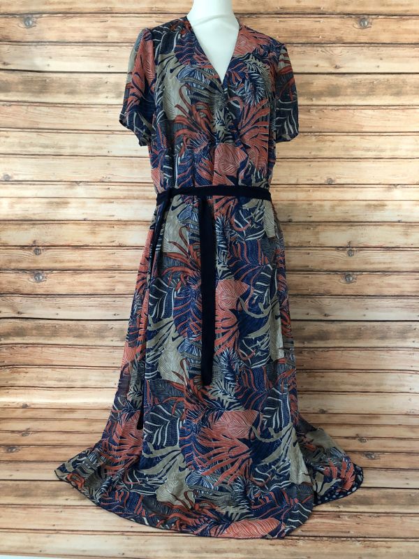 Kaleidoscope Blue/Rust Reversible Wrap Dress