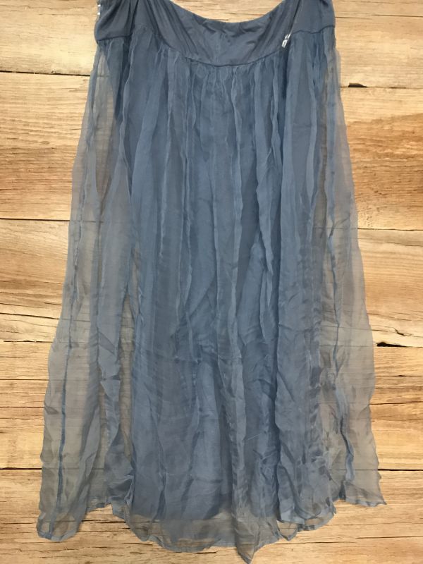 Linea Tesini Light Blue Mesh Overlay Skirt